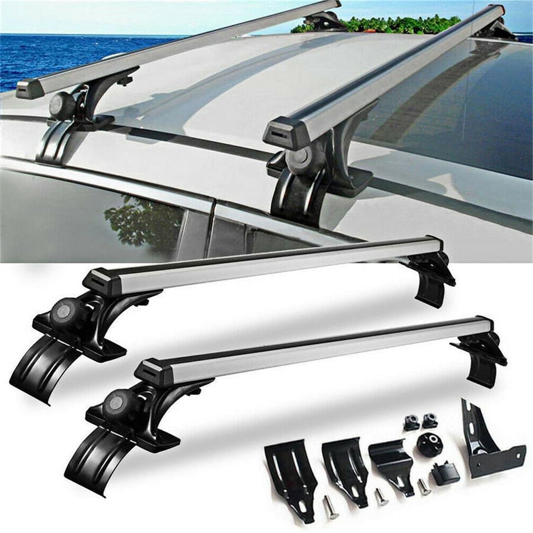 2 Pcs 48" Car Roof Rack Cross Rail Bar Luggage Bicycle Boat Carrier Adjustable