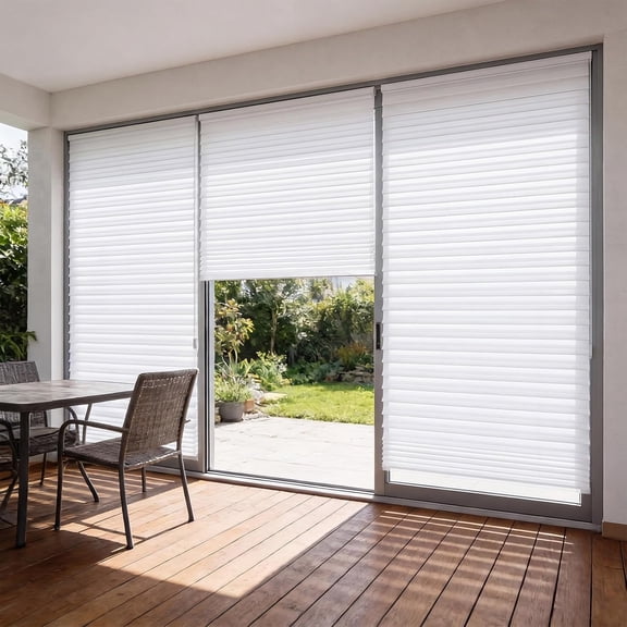 2 Pcs 48 x 110 Inches Paper Shades for Indoor Windows No Tools Cut to Size Fabric Temporary Blinds Extra Long Adhesive Privacy Paper Blinds for Patio French Sliding Door Light Filtering