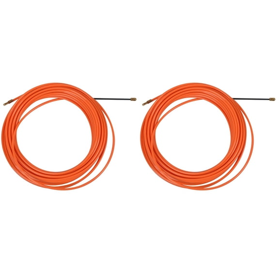 2 Pcs 4mm 15 Meter Orange Guide Device Nylon Electric Cable Push Pullers Duct Snake Rodder Fish Tape Wire