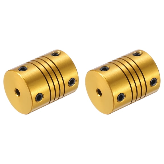 2 Pcs 4mm to 6mm Aluminum Alloy Shaft Coupling L24.5xD19.5 Flexible Coupler for Encoders and Motors,Golden