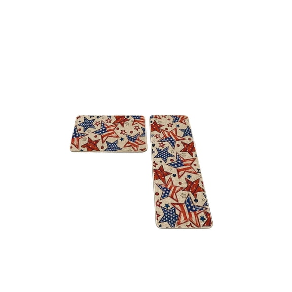 2 Pcs 4th of July Door Mat Set,American Flag Stars Patriotic Layered Thick Mats Combo with Blue Star Red Stripe USA Flag Independence Day Decor for Front Porch Outdoor 23.62x15.74in-47.24x15.74in