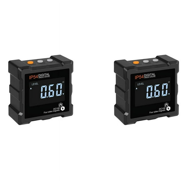 2 Pcs 4x90 Degrees(0-360 Degrees)Digital Electronic Magnetic Angle Backlight Digital Level Box Protractor Bevel Gauge,2 x Digital Level Box 4 x AAA battery 2 x Carry Bag 2 x User Manual,Black