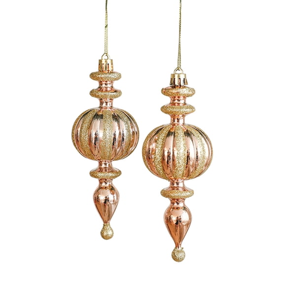 2 Pcs 5.9" Christmas Ball Ornaments, Shatterproof Finial Drop Ornaments Christmas Tree Decorations Gold Christmas Big Ornaments Hanging Ball for Holiday Christmas Decorations