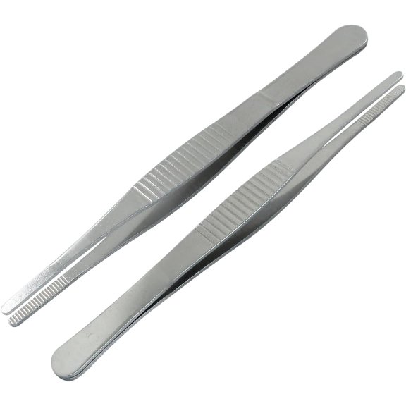 2 Pcs 5 Inch Stainless Steel Forceps, Straight Metal Tweezers General Application for Kitchen, Crafts, Plants