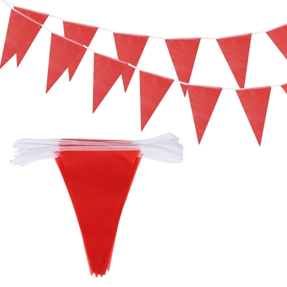 2 Pcs 50 Feet Red Pennant Banner Flags String Triangle Hanging for Festive, Wedding, Birthday Party Decorations