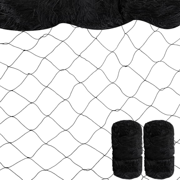 2 Pcs 50' X 100' Bird Netting Bird Net Chicken Coop 2.4" Mesh Heavy Duty Deer Fence Aviary Net Reusable Fruit Tree Poultry Barrier for Garden Protection Vineyard Against Hawk Squirrel, Black