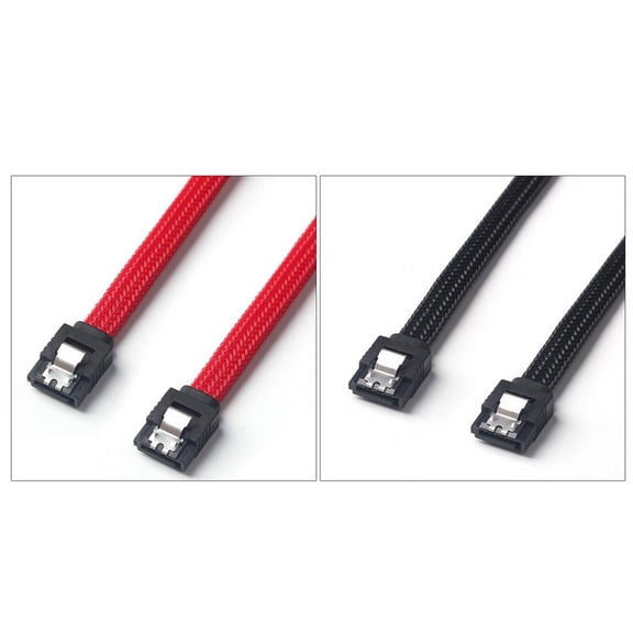 2 Pcs 50CM SATA 3.0 III SATA3 7Pin Data Cable 6Gb/S SSD Cables HDD Hard Disk Data Cord with Nylon Sleeved Premium Version (Black & Red)