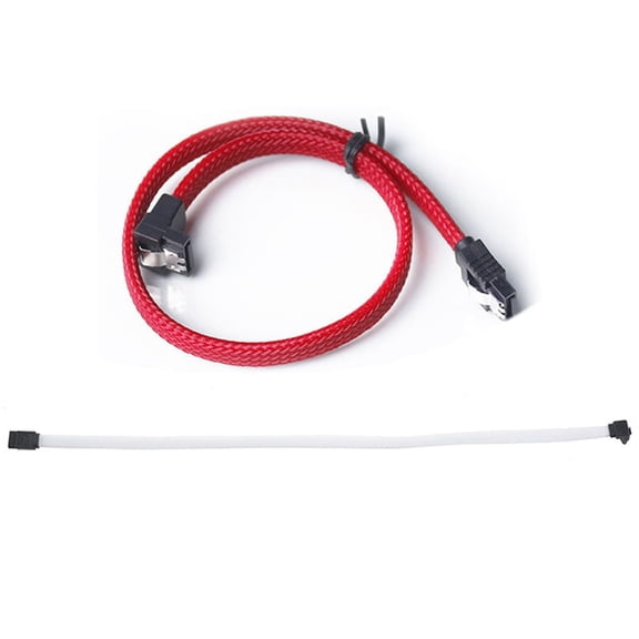 2 Pcs 50CM SATA 3.0 III SATA3 7Pin Data Cable Right Angle 6Gb/S SSD Cables HDD Hard Disk Data Cord (Red & White)