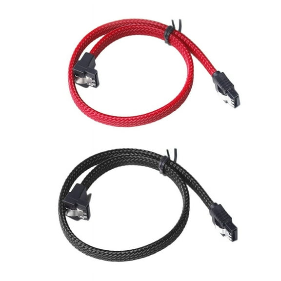 2 Pcs 50CM 3.0 III SATA3 7Pin Data Cable Right Angle 6Gb/S SSD Cables HDD Hard Disk Data Cord with Nylon Sleeved, Red & Black