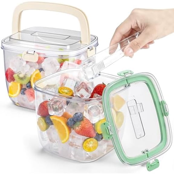 2 Pcs 5l Ice Storage Bin for Freezer with Lid for Clear Ices Bucket Refrigerator Containers for Beverage Beers Party Outdoor Camping Portable$$Home Decor, Kitchen, & Other