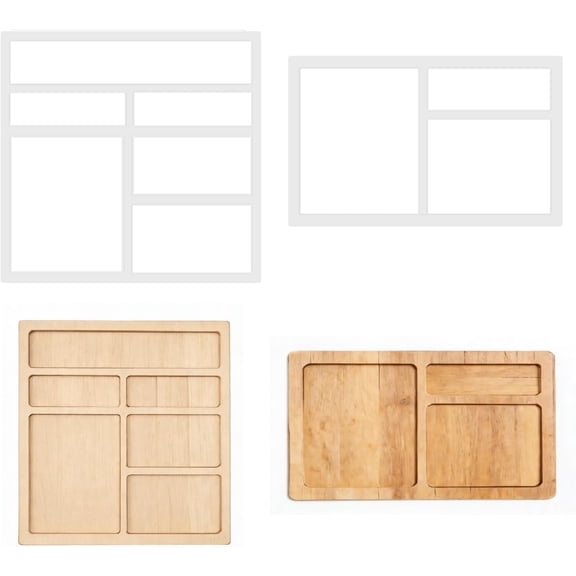 2 Pcs 5mm Clear Router Inlay Template with 3 and 6 Pockets, Rectangle Acrylic Router Template, Valet Tray Router Templates for Woodworking Wood Craft Tools Tracing Guide