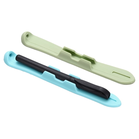 2 Pcs 6.9'' Silicone Pencil Holder with Strong Adhesive Slim Grip Sleeve for Apple Pencil 1st 2nd Generation Air Pro Mini Tablets, Blue/Green