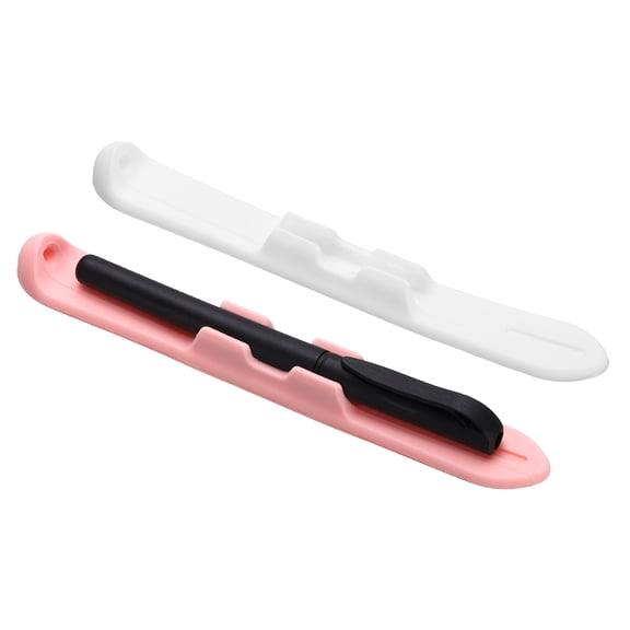 2 Pcs 6.9'' Silicone Pencil Holder with Strong Adhesive Slim Grip Sleeve for Apple Pencil 1st 2nd Generation Air Pro Mini Tablets, White/Pink