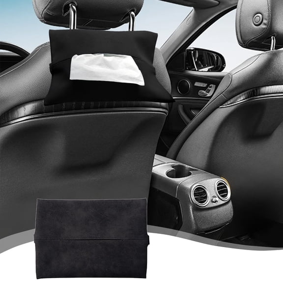 2 Pcs 6.92*9.76 Inch Car Tissue Holder for Standard Tissue, Leather PU Tissues Box Cover for Car Backseat, Rectangle Napkin Holder Soft Rectangular, Fits for Kleenex tissues, for Storage& Organization