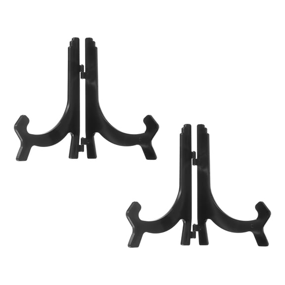 2 Pcs 6" Acrylic Easel Display Stand, Folding Plate Display Stands Holder for Display Frames, Black