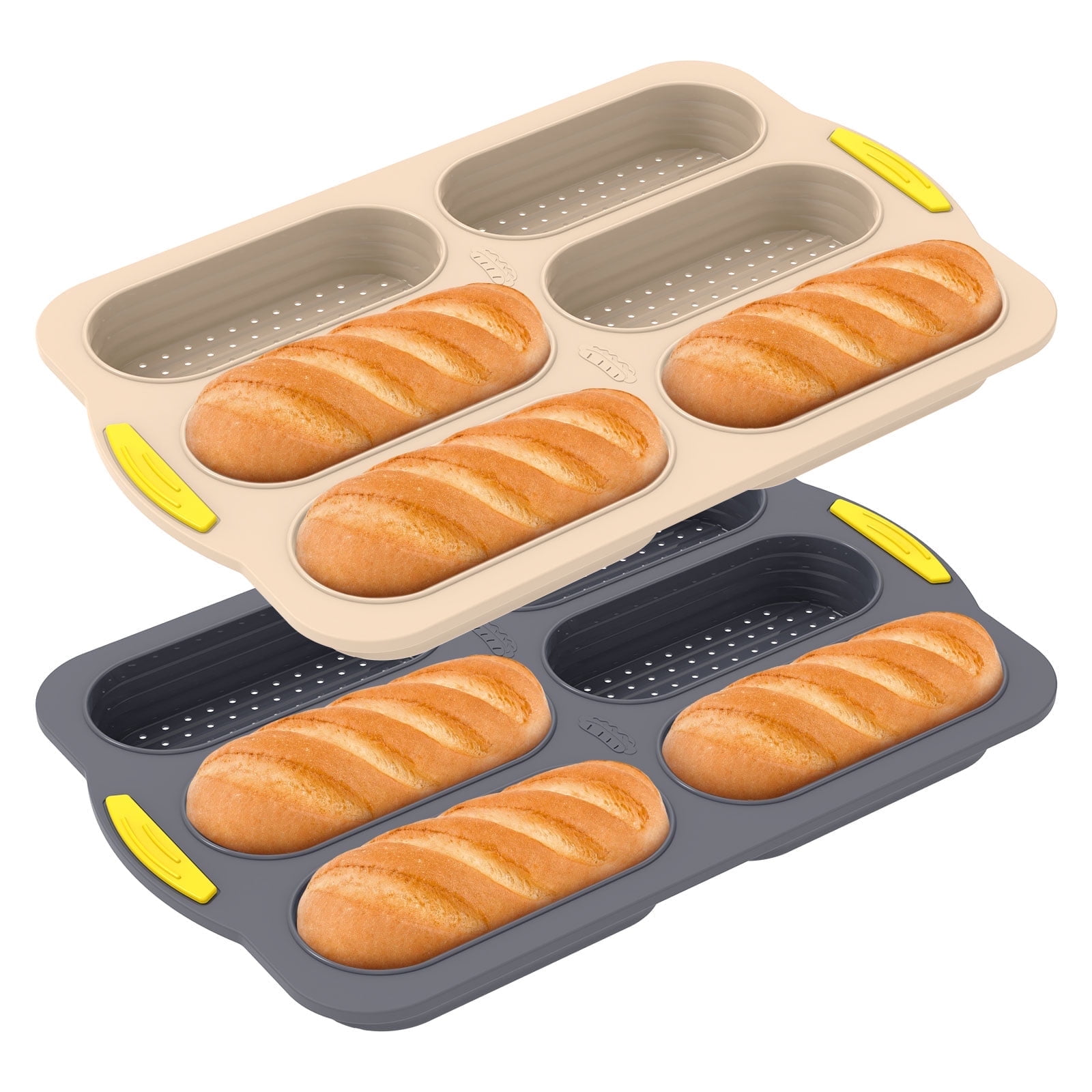2 Pcs 6 Cavities Silicone Bread Loaf Pan Nonstick Loaf Pan Heat ...