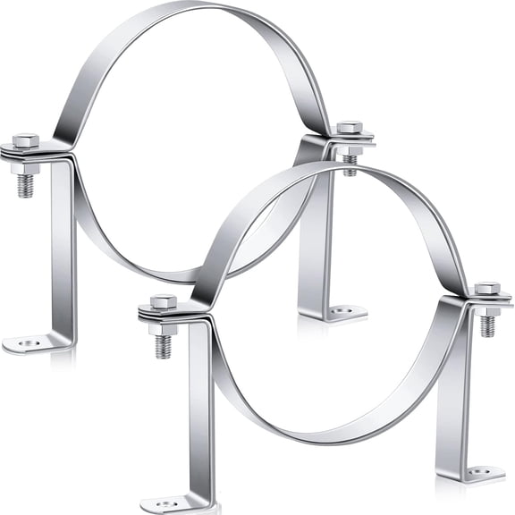 2 Pcs 6 Inch B Vent Wall Strap Round Gas Vent Pipe Strap Rigid Split Ring Hanger Galvanized Steel Support Bracket For Furnace Water Heater Duct Installation