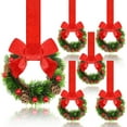 thumbnail image 1 of 2 Pcs 6 Inch Christmas Mini Wreaths for Kitchen with Ribbon Bows Pinecone Small Cabinet Wreath Garland for Door Window Farmhouse Christmas Party Decorations, 1 of 7