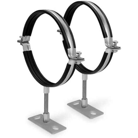 2 Pcs 6 Inch Split Ring Pipe Hanger with Anti-slip Mat, Heavy Duty Adjustable Pipe Bracket Suitable for Ventilation Chimney Drainage Pipes, B Vent Wall Strap, Stove Pipe Hanger