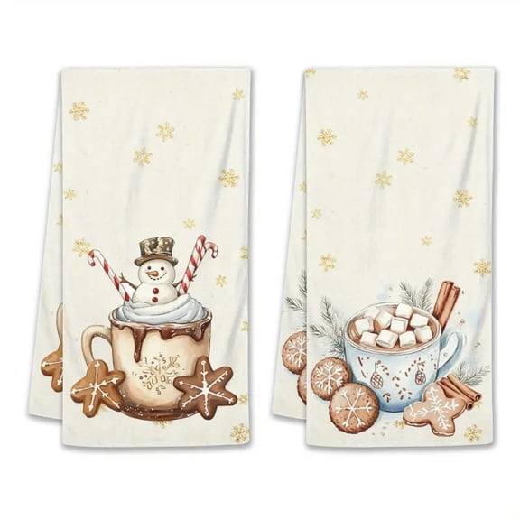2 Pcs /6 Pcs Christmas Kitchen Towels, Snowman Tree Gnome Plaid Print Microfiber Dish Towels, Absorbent Soft Holiday Hand Tea Dishcloths for Kitchen Bathroom, Xmas Decorations Gifts