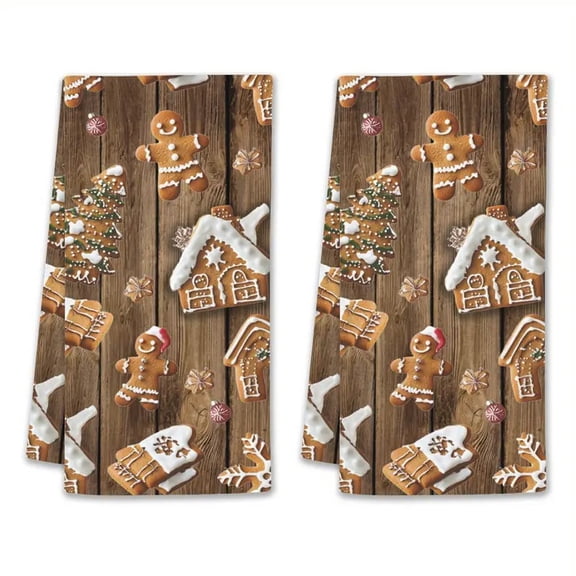 2 Pcs /6 Pcs Christmas Kitchen Towels, Snowman Tree Gnome Plaid Print Microfiber Dish Towels, Absorbent Soft Holiday Hand Tea Dishcloths for Kitchen Bathroom, Xmas Decorations Gifts