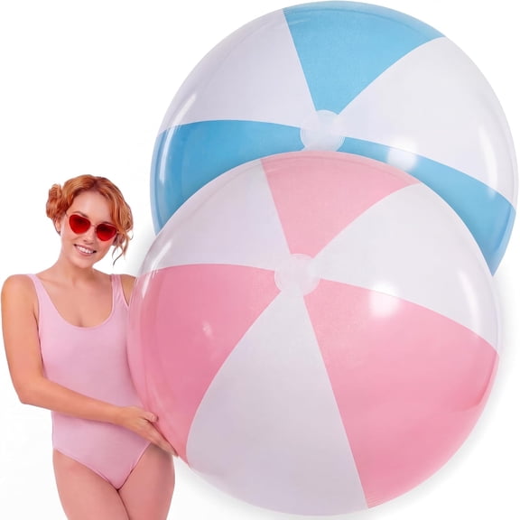 2 Pcs 60 Inch Giant Inflatable Beach Ball, Pastel Macaron Large Inflatable Float, Jumbo Pool Playground Balls, Summer Outdoor Games, Water Pool Beach Party Favor