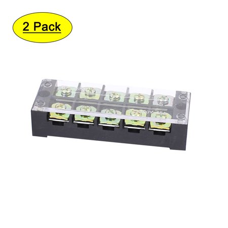 2 Pcs 600V 45A Double Row 5 Position Screw Terminal Barrier Blocks TB4505