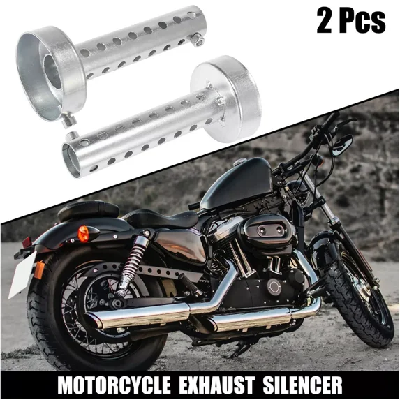 2 Pcs 60mm Motorcycle Exhaust Silencer Motorbike Muffler Insert Baffle Silencer Universal Color silver