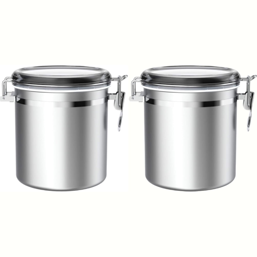 ENLOY 4-Piece Stainless Steel Airtight Food Storage Canister Set with Clear  Lid, Containers Sets for Kitchen Counter for Sugar, Flour, Tea, Candy,  Cookie, Spice…