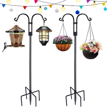 12-Pack 24-Inch Adjustable Shepherd Hooks - Rust Resistant Metal Plant Hangers For Garden, Bird Feeders & Decor