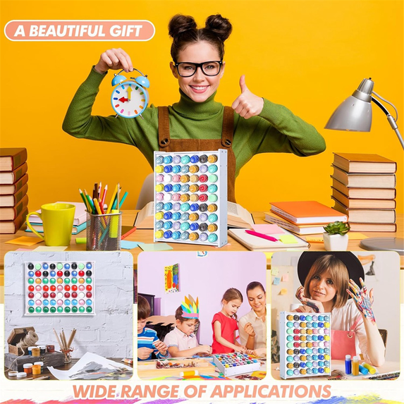 63-Hole Paint Organizer Rack For 2 Oz Bottles | Wall-Mounted Or Desktop, PVC Material, Easy Access For Craft Paints