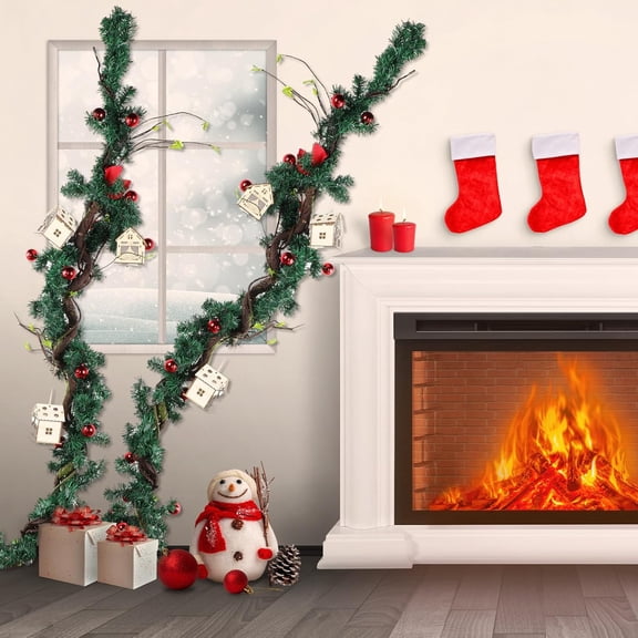 2 Pcs 63 inch Bendable Wall Hanging Tree Branches Artificial Tree Twigs Fake Plants Trunk Garland with Green Leaves for 3D Indoor Outdoor Wedding Garden Home Decor