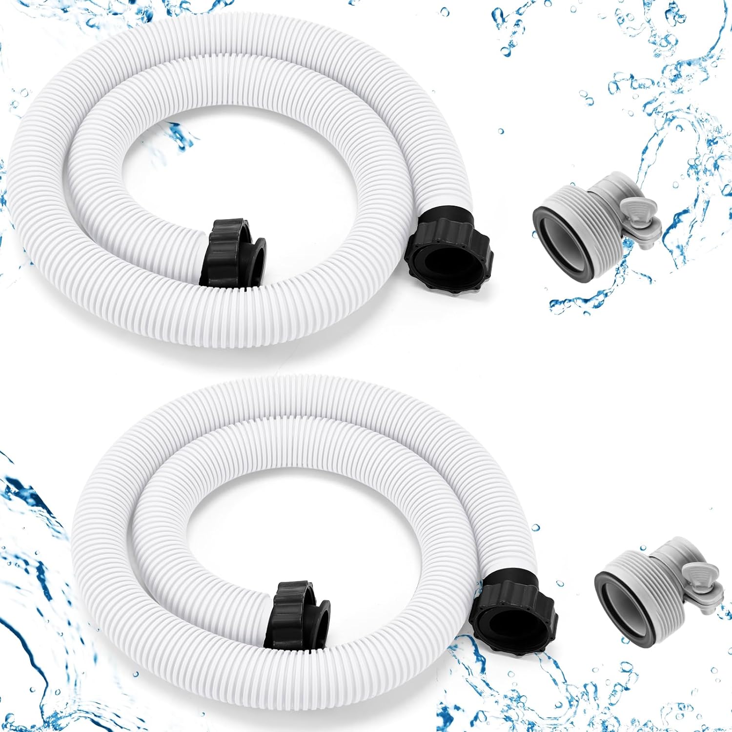 2 Pcs 63'' x 1.5'' Pool Hoses for Above Ground Pools with 2 Type B Hose