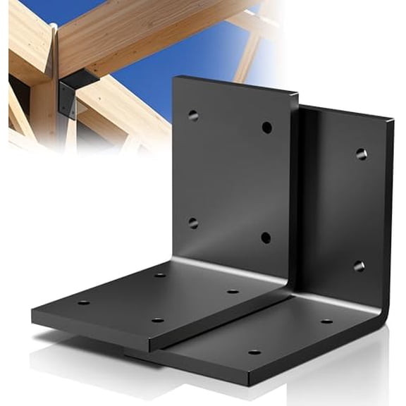 2 Pcs 6x6 Post to Beam Corner Brackets for Wood, Black Steel Heavy Duty L Bracket for Wood Post, 90 Degree Bracket for Shelves, Furniture, Cabinet-Thickness 6mm$$Tools & Hardware Other