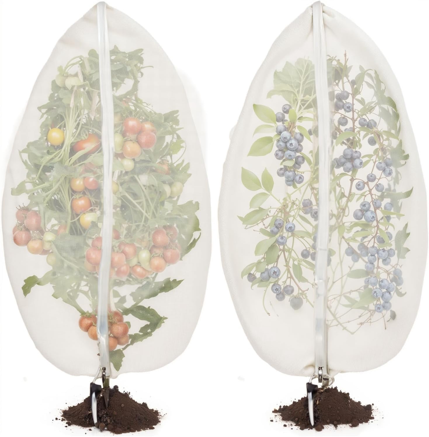 2 Pcs 6x6ft Fruit Tree Covers with Zipper and Drawstring,Nets to Protect Garden Blueberry Bushes from Birds and Insects, Fruit Tree Netting for Vegetable