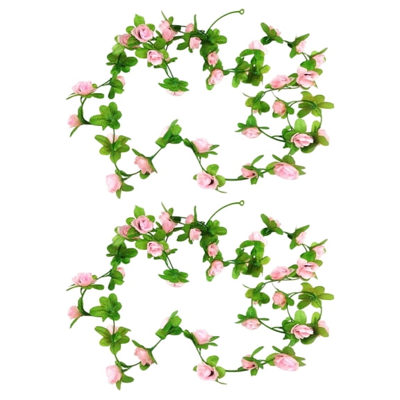 2 Pcs 7.2ft Artificial Rose Garland, 86.61" Silk Flower Vines with 40 Roses for Baby Shower Room Mirror Frame Decor, Soft Blush Pink