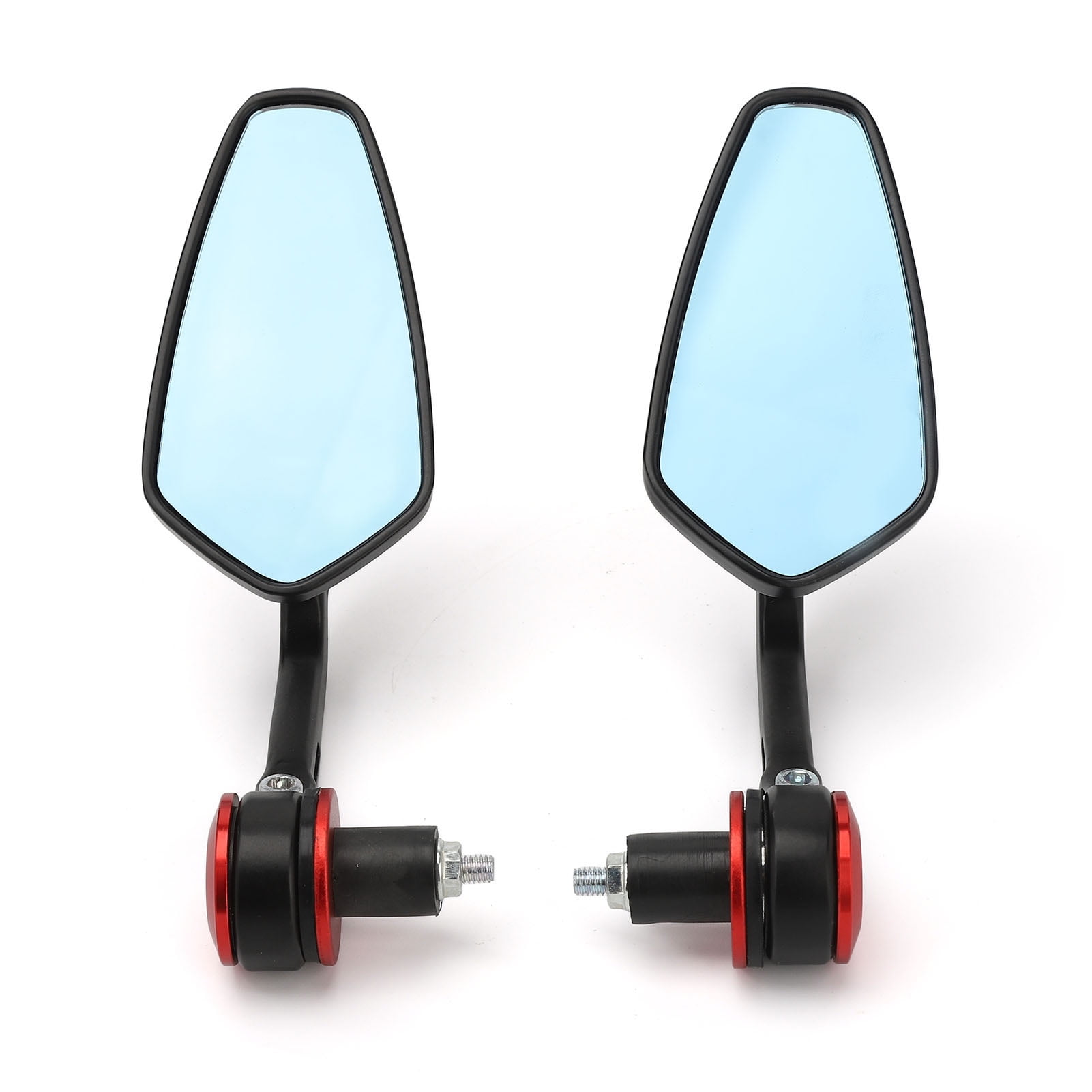 2 Pcs 7/8in Handle Bar End Rearview Mirrors Blue Glass Rear View Side Mirrors for Motorcycle Street Bike