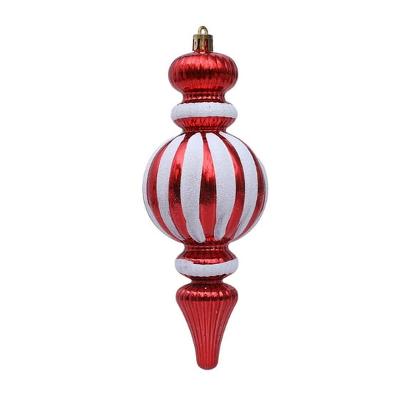 2 Pcs 7 Inch Candy Finial Christmas Ornaments Hanging Christmas Finials Ornaments Striped Drop Decor for Vintage Holiday Xmas Tree Party Decoration(Red and White)