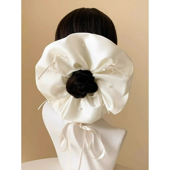 2 Pcs 7 Inches  Extra Large Scrunchies for Women Large Scrunchie Satin Oversized Silk Thick Elastic Hair Ties Jumbo Hair Scrunchies for Buns, Sleep & Ponytail