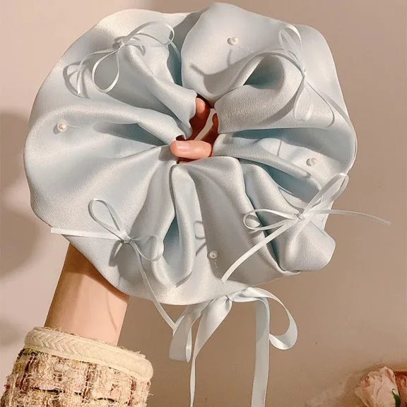 2 Pcs 7 Inches  Extra Large Scrunchies for Women Large Scrunchie Satin Oversized Silk Thick Elastic Hair Ties Jumbo Hair Scrunchies for Buns, Sleep & Ponytail