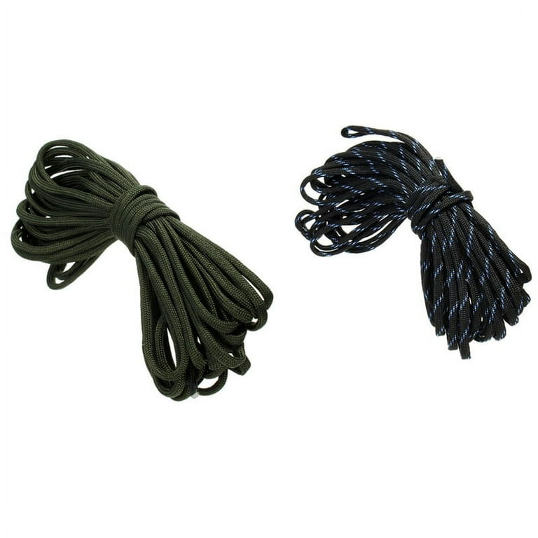 2 Pcs 7 Rope Paracord Parachute Rope Resistant Camping Green Black