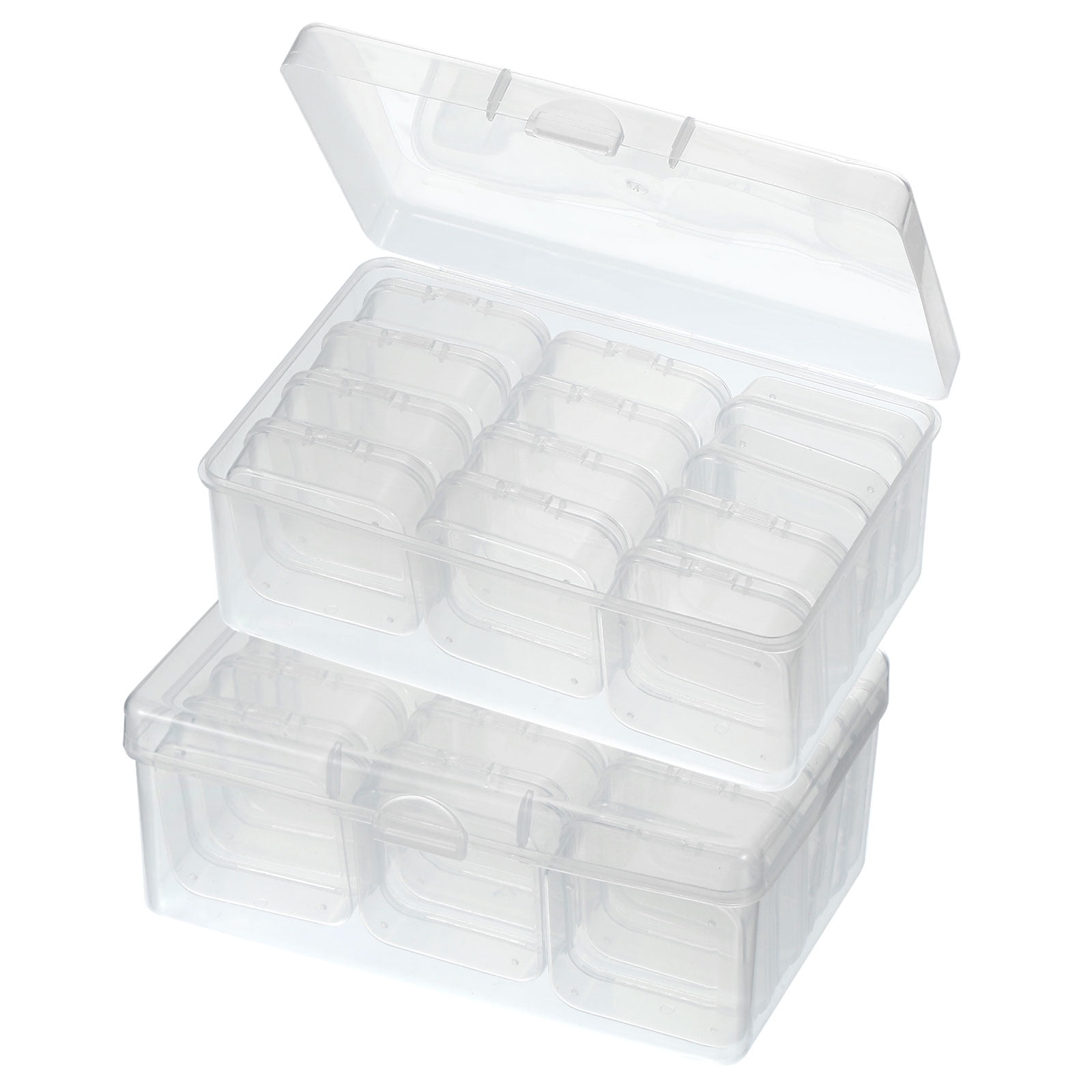 2 Pcs 7x4.3x2.8 Inch Nail Charm Organizer Craft Storage Box Tools Transparent