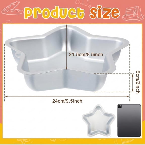 2 Pcs 8 Inch Star Shaped Cake Pan Aluminum Star Pancake Mold Nonstick Pentagram Shaped Baking Pan Tins Bakeware Tool for Birthday Anniversary Wedding Party Bridal Baby Shower