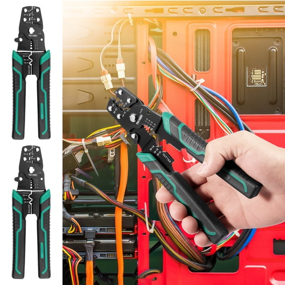 2 Pcs 8 Inch Wire Crimper Tool with Stripper Cutter Multifunctional Wire Crimping Tool Reliable Wire Crimping Pliers Compatible with 10 to 26 AWG Wire Gauge