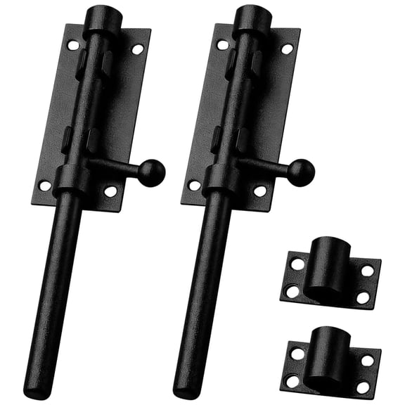 2 Pcs 8 in / 20 cm 304 Stainless Steel Heavy Duty Slide Bolt Latch with Lock Hole, Thickened Door Latch, Anti-Theft Gate Lock for Barn Door, Black