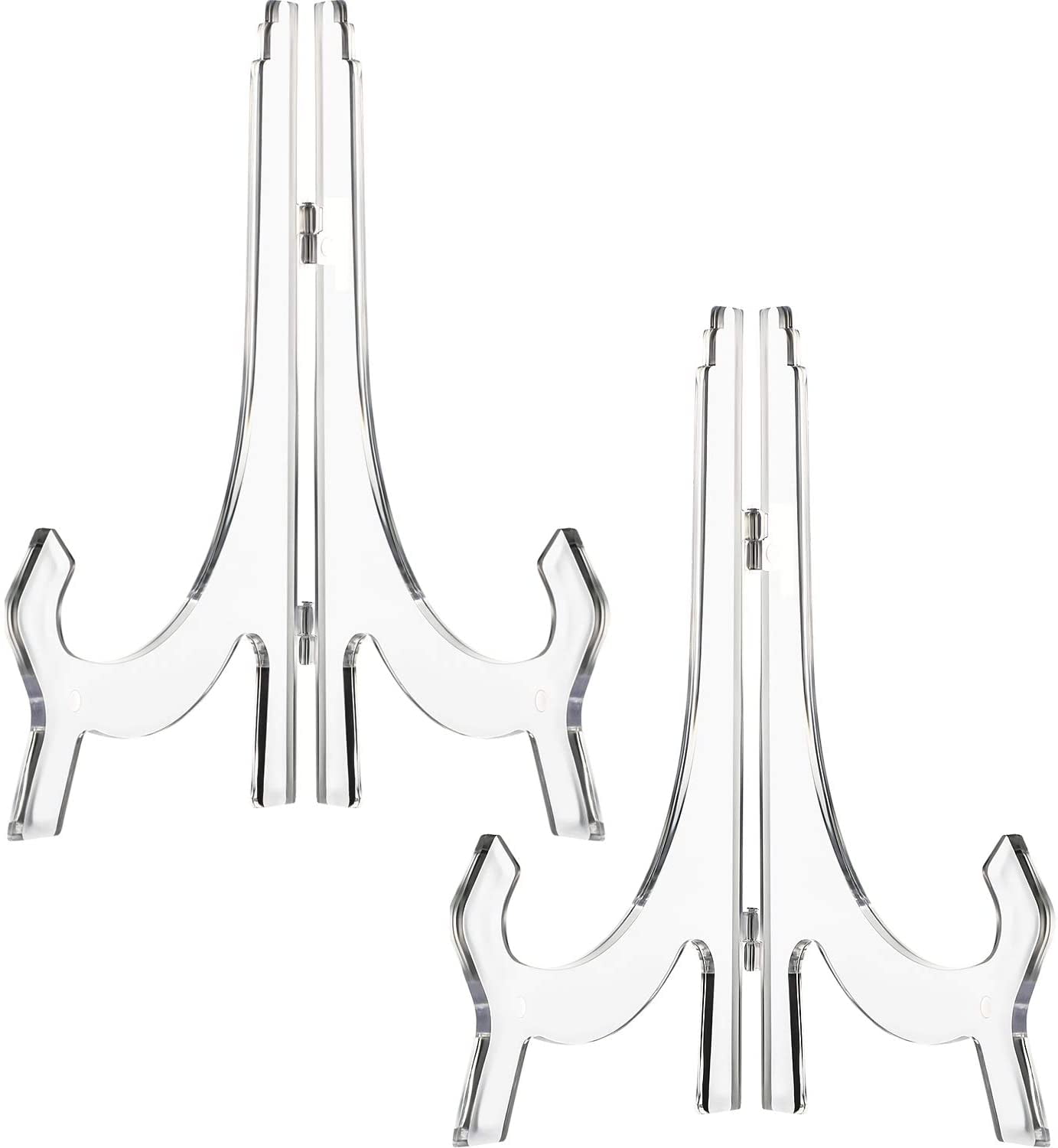 2 Pcs 9.8" Acrylic Easels, Plate Stands Photo Picture Frame Holders for Weddings, Birthdays, Home Decor & Table Display(Clear)