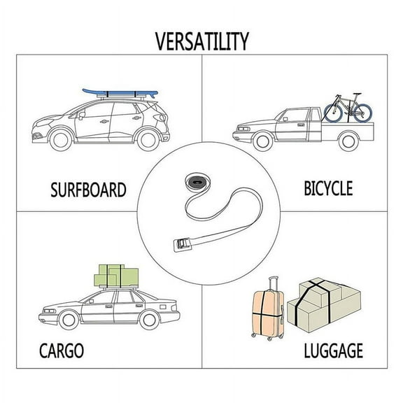 2 Pcs 9.8ft Car Cam Buckle Tie Down Straps Universal For Kayak Surfboard Bicycle