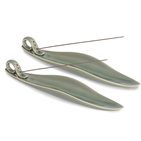 2 Pcs 9" Length Incense Stick Holder with 3 Holes, Porcelain Incense Tray Ash Cather for Spa, Meditation Room, Yoga, Home, Office