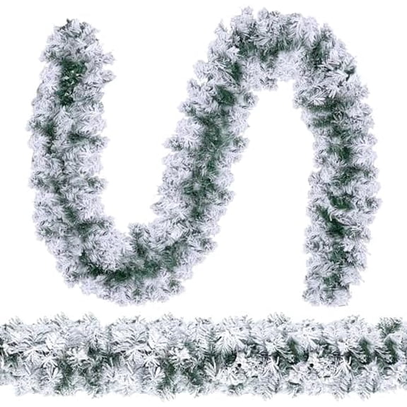 2 Pcs 9 ft Christmas Snowy Flocked White Flocked Spruce Garland Winter Frosted Artificial Pine Garland for Xmas Seasonal Indoor Home Fireplace Mantle Tree Stair Decor$$Home Decor, Kitchen, & Other