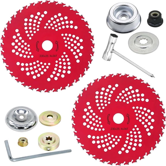 2 Pcs 9" x 36 Teeth Carbide Tipped Brush Cutter Blades, Weed Eater Blades Kit, Weed Wacker Blades for Brush Cutter, Trimmer, Weed Eater, Garden Tool Accessories